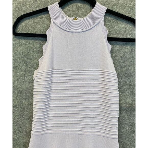 ELIZA J Scalloped Fit & Flare Sweater Dress Size XS Lilac Mini Sleeveless Spring - Picture 3 of 15